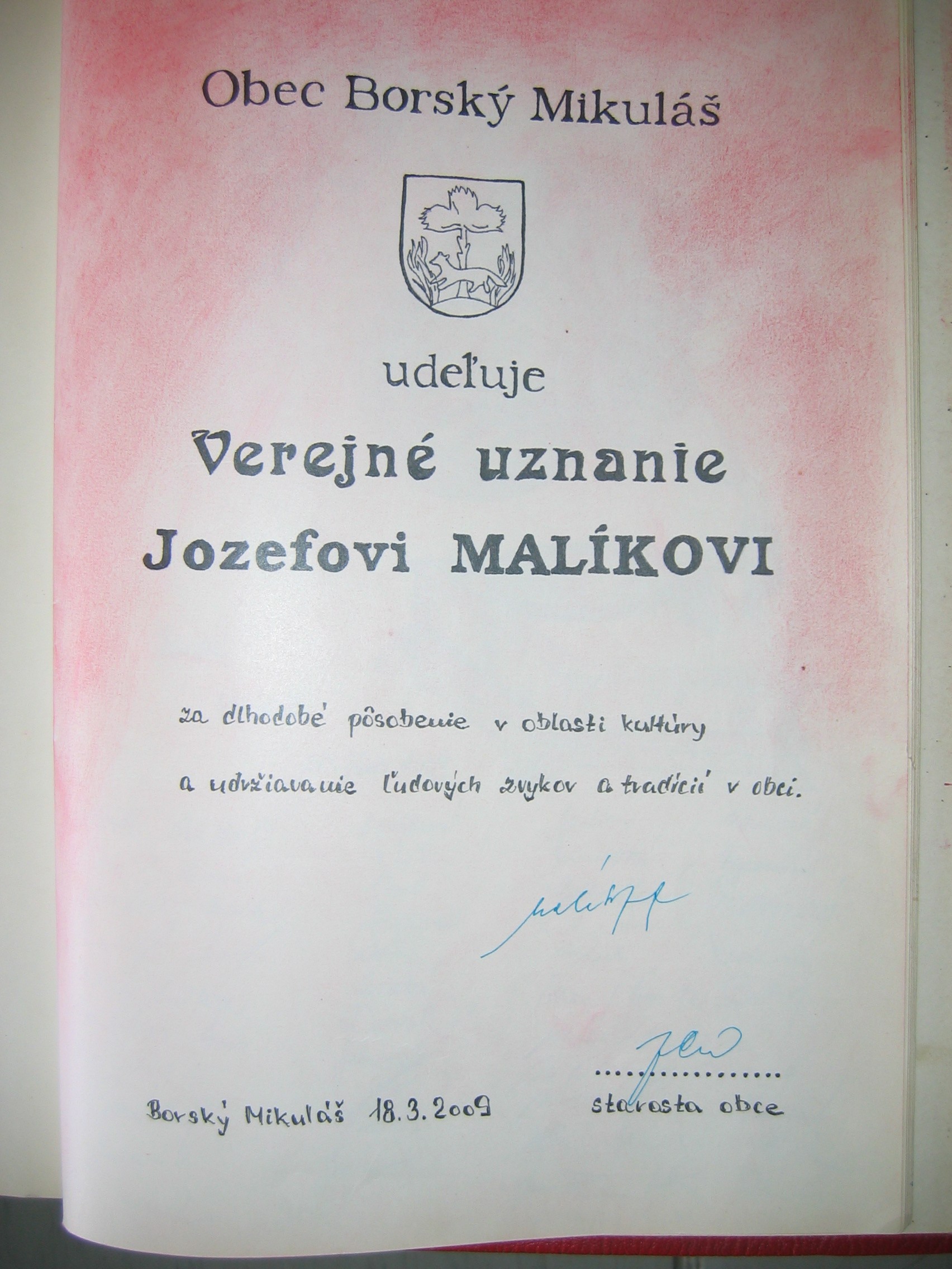 Fotogaléria 2009_03_19-Verejné uznanie Jozefovi Malíkovi (5) 2009_03_19-Verejné uznanie Jozefovi Malíkovi