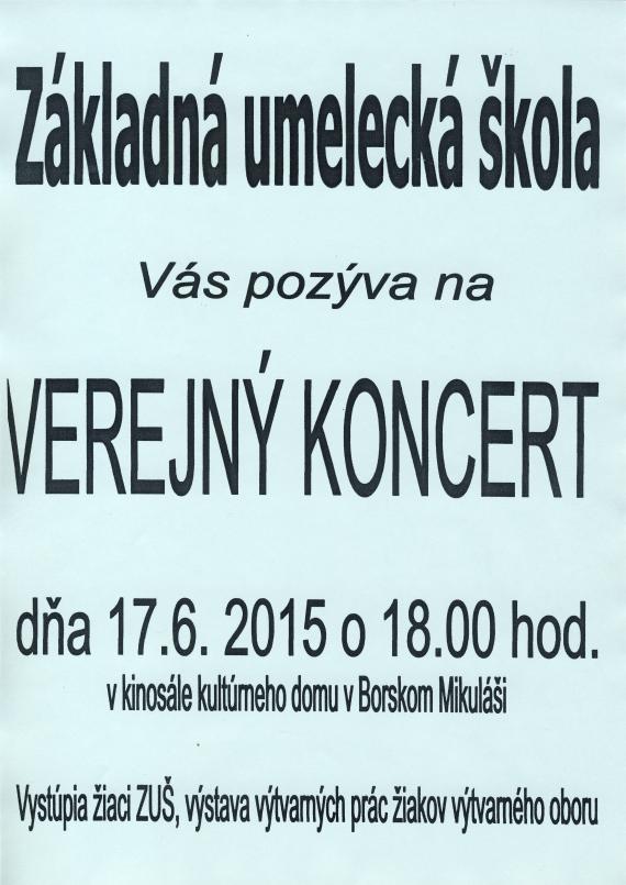 Koncert ZUŠ Verejný koncert ZUŠ